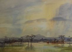 Aubrey Phillips (1920-2005) 'Severn Floods, Powick', signed and dated '85, watercolour, 49.5 x 68cm,