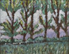 John Pawle (1915-2010) 'Priory Meadows', signed, oil on board, 18.5 x 23.5cm; and one further - '