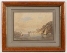 English School (19th century) A coastal headland with town; and companion, watercolours (a pair),