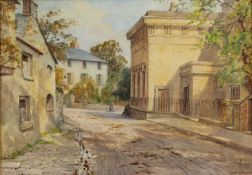 Sam Garratt (1864-1946) Figures resting in a street, signed, watercolour, 22.5 x 32.5cm Qty: 1