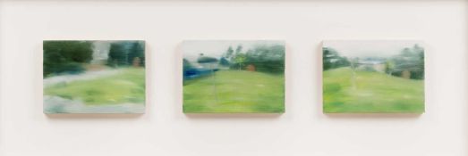 Nicky Hodge (20th century) 'Grosvenor Garden Series', oils on board (a group of three), 12.5 x 18cm,
