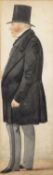 Attributed to Richard Dighton (1795-1880) Side profile full-length portrait of a portly gentleman,