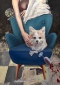 Russian School (20th century) The contented dog, oil on board, 137 x 98.5cm Qty: 1