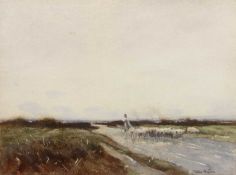 Tatton Winter (1855-1928) 'Across the Common, Eventide', signed, watercolour, 23.5 x 31.5cm; Barry