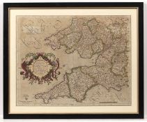 Gerard Mercator 'Cornubia, Devonia, Somersetus, Dorcestria...' hand-coloured engraving with