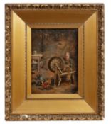 Mary Elizabeth Berry (c.1870-c.1940) A Skye crofter spinning, signed with initials, inscribed to