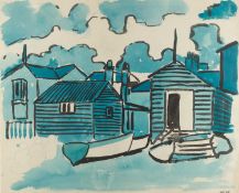 Ernest Hamilton Amor (1889-1967), Huts and Boats Whitstable, watercolour, signed, 25.4 x 30.5cm Qty: