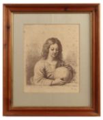Francesco Bartolozzi after Guercino Christ with globe, etching in sepia, 28.5 x 23 cm; and an oval