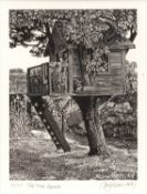 Ian Stephens (20th Century), The Treehouse, 1997, wood engraving, signed, titled, dated and numbered