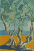 A. Fabro (20th Century), Trees by a Lake, acrylic on paper, signed lower left, sheet size 31 x