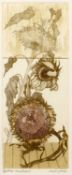 Olwen Jones (b.1945) Three Sunflowers etching with aquatint signed, titeld and numbered 3/50 plate
