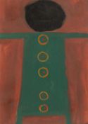 British School, Coated Figure with Black Head, gouache, unsigned, sheet size 17.5 x 12.5cm Qty: 1