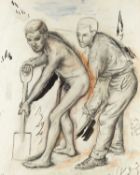 Malcolm Milne (1877-1954), The Gardener, pen, ink and watercolour, titled to the verso, 38.7 x 31.