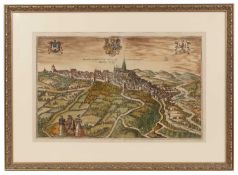 Braun and Hogenberg Frankenberg, engraving, hand-coloured, 31 x 49 cm Qty: 1