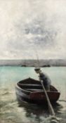 Arvid Johansson (1862-1923) The Fisher Boy, signed and dated ’85, oil on canvas, 131 x 70.5cms (