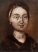 Continental School (late 18th century) Portrait of a lady, with lace trimmed bonnet and triple