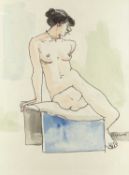 Sidney Horne Shepherd (1909-1993), Seated Nude, ink and watercolour, signed, 31 x 23.5 cm
