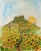 Nina Carroll (1932-1990) 'Sunrise', signed and inscribed with title, ink and watercolour, 50.5 x