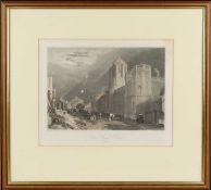 After J M W Turner, Christ Church College, engraving, plate size 16 x 22cm and another engraving