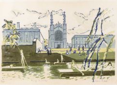 Edwin La Dell (1914-1970), King's Cambridge, lithograph printed in colours, signed, titled and