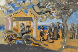 British School (20th Century), Farewell by the Sea, oil on board, unsigned, titled to label verso,