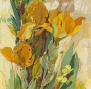 David Easton (1935-2019), June Garden, watercolour and gouache, signed, The Discerning Eye label