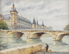 Frank-Will (1900-1951) Le Pont au Change, signed with a pseudonym, watercolour, 30.5 x 38cm, and