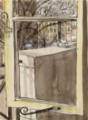 Sidney Horne Shepherd (1909-1993), Out of the window, watercolour and ink, signed, mount aperture
