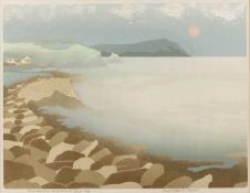 Bernard Green (1931-1998) Dinas Head from Newport Sands, Pembs, 1985 linocut, numbered 41/45