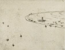 Nelson Dawson (1859-1941), Fishing Fleet off Dungeness, etching, signed in the plate, plate size