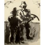 Josef Herman (1911-2000) Standing Figures pen and ink wash unsigned 24cm x 19cm. Purchased from