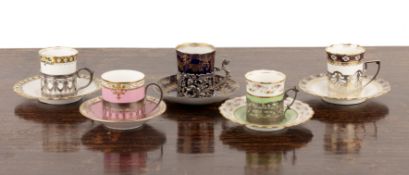 Collection of assorted coffee cans and saucers Comprising Royal Worcester, Staffordshire and Aynsley