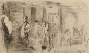 James Abbott McNeill Whistler (1834-1903) The Forge, 1861, etching on japon paper, 19 x 32cm (AF),