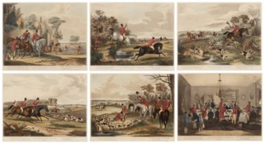 After F. C. Turner 'Bachelor's Hall', plates 1-6, engravings with aquatint, hand-coloured, 29 x 36cm