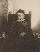 After Rembrandt van Rijn Jan Lutma, goldsmith, etching, 19 x 14.5cm; and two further after the