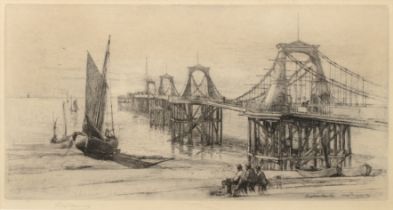 Percy Thomas (1846-1922) Chain Pier, Brighton, pencil signed to the margin, further signed, dated