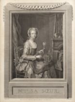Chevillet, after Heillmann 'Mlle SA Souer', and 'Le Bon Example', engravings (a pair), 45.5 x 32.