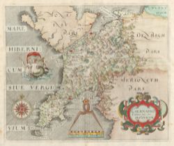 William Hole, after Christopher Saxton Caernarvonshire, hand coloured engraved map, 26 x 32cm,