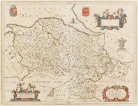 J. Blaeu Denbighshire and Flintshire, hand coloured engraved map, 38 x 50cm; and Thomas Kitchin - An