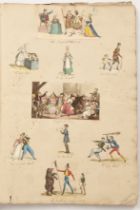 A 19th century album of scraps, principally including portrait engravings, caricatures,
