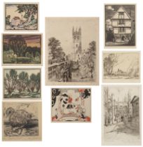 Sydney Lee (1866-1949) The Gabled House, pencil signed to the margin, woodcut, 14 x 10cm; and