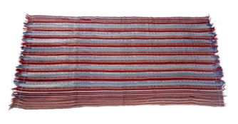 A rare Bhutanese woman's dress, wool and white cotton, worked in three strips. 19th c. or earlier (