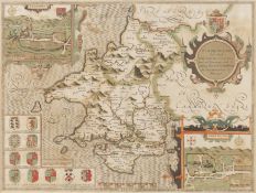 John Speed A map of Pembrokeshire, inset with vignettes of 'Penbroke' and Saint David's', and with