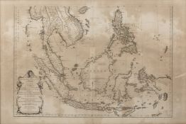 Le Sr D'Anville 'Seconde Partie de la Carte d'Asie', engraved map with hand colouring, 49.5 x 69.