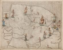 William Hole, for Michael Drayton Norfolk and Suffolk, engraved map for 'Poly-Olbion' with hand