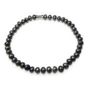 A grey freshwater pearl single strand necklace, with a magnetic clasp, 23cm drop