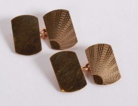 A pair of 9 carat yellow gold gents cufflinks, with sunburst decoration, 4.6g