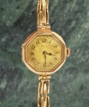 An early 20th century 18 carat yellow gold cased ladies manual wind wristwatch