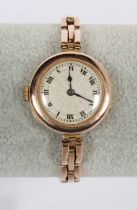 An early 20th century 9 carat yellow gold ladies wristwatch
