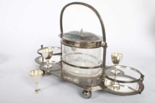 A silver plated decanter set H:29cm W:48.5cm